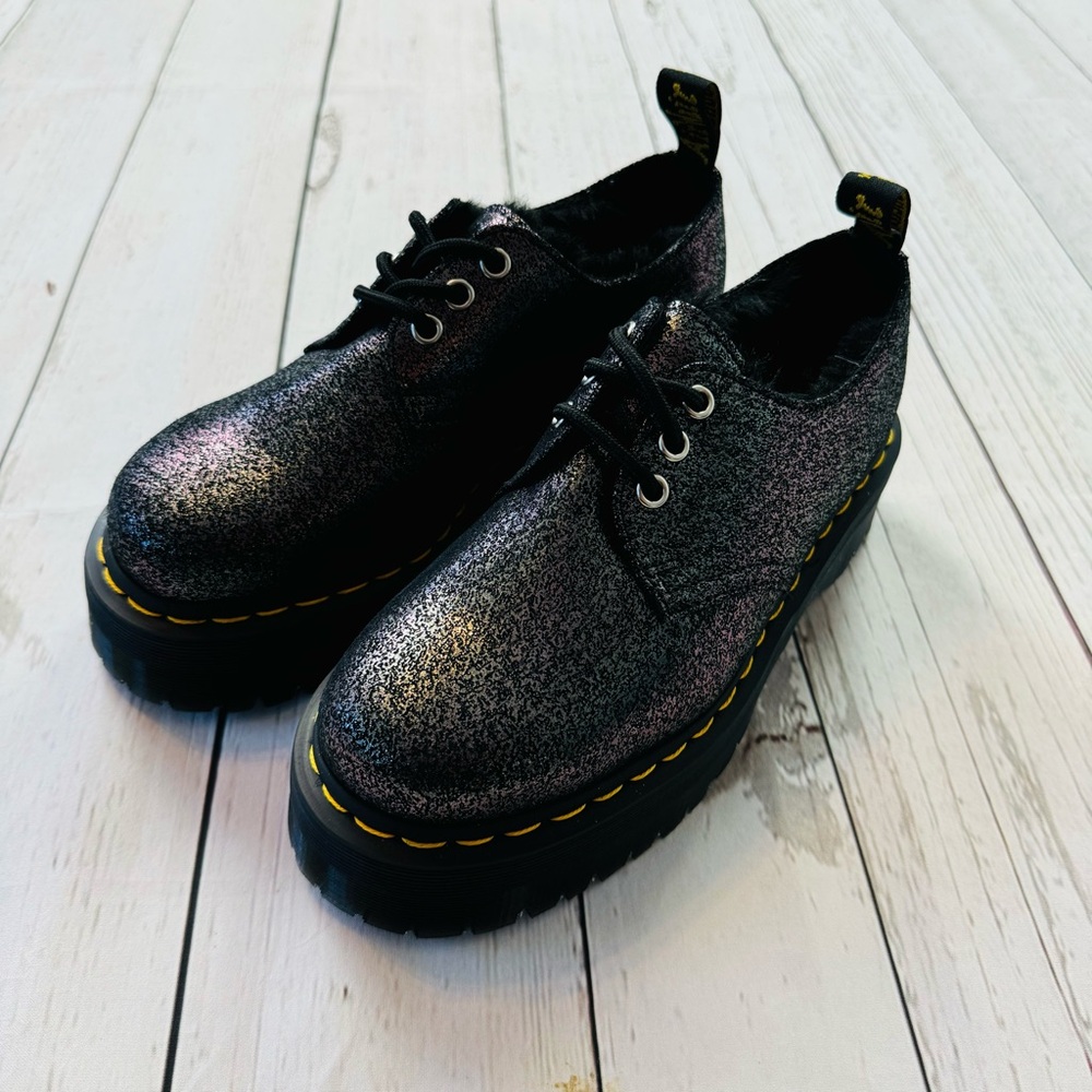 Dr Martens Women’s Holly Platform Retro Quad Gunmetal Shoes Size 7